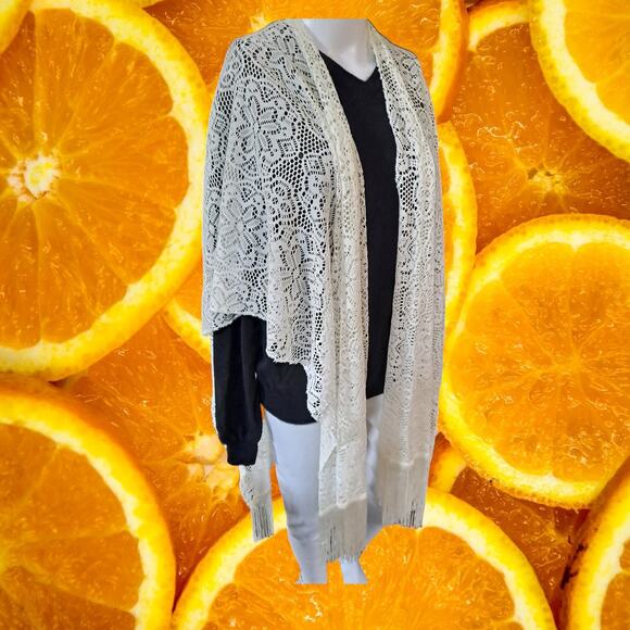 White Crochet Doily Open Front Cape‎ Size OSFM - Picture 4 of 6